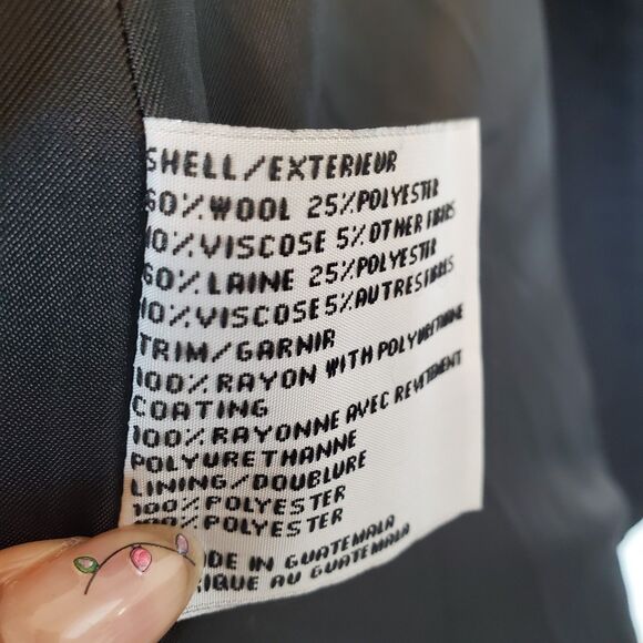 Via Spiga Women's Coat Size 2 Gray Wool Blend Fit & Flare Faux Leather Trim - Picture 7 of 10